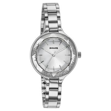 Sonata Festive Quartz Analog Silver Dial Silver Metal Strap Watch For Women