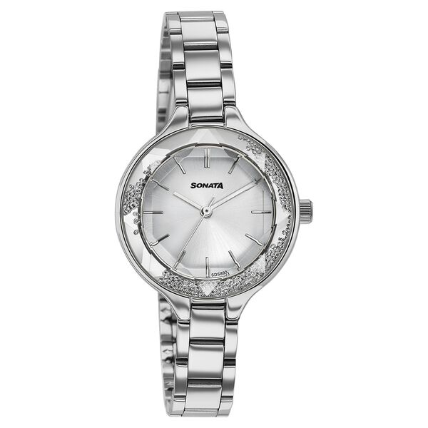 Sonata Festive Quartz Analog Silver Dial Silver Metal Strap Watch For Women - image number 1