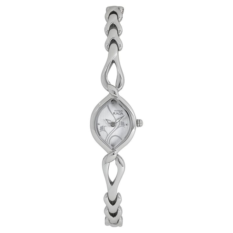 Titan Quartz Analog Silver Dial Metal Strap Watch for Women