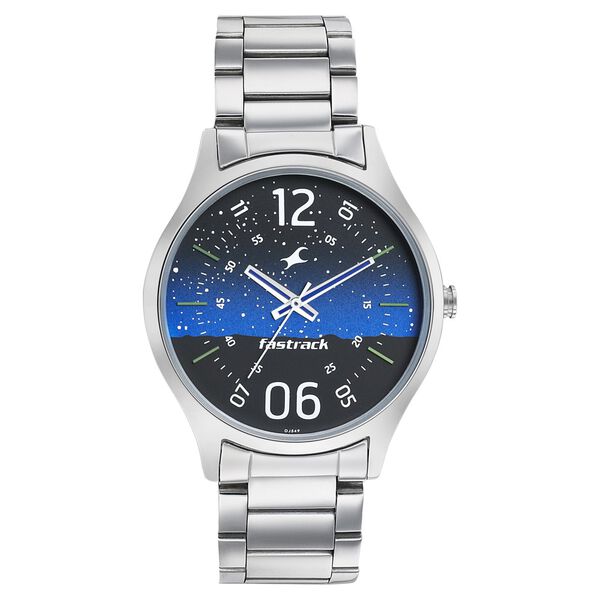 Fastrack Space Rover Quartz Analog Blue Dial Stainless Steel Strap Watch for Guys - image number 1