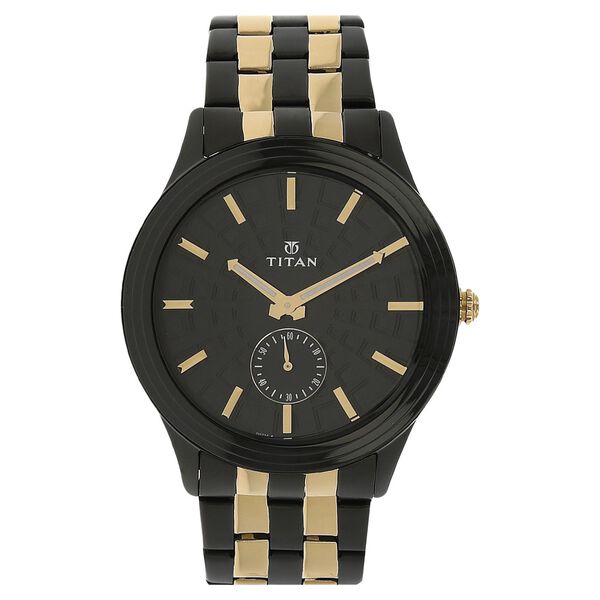 Titan Quartz Multifunction Black Dial Stainless Steel Strap Watch for Men - image number 0