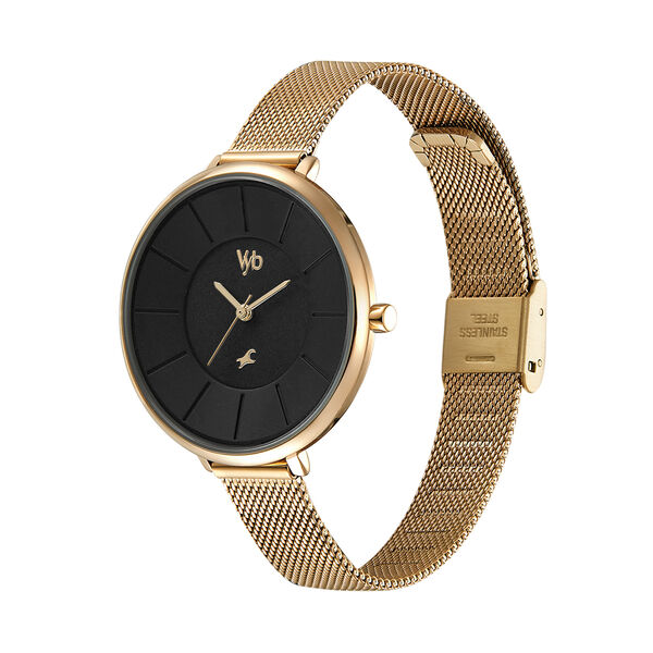 Fastrack Vyb Halo Quartz Analog Black Dial Stainless Steel Strap Watch for Girls - image number 3