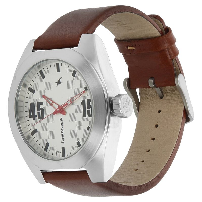 Fastrack Checkmate Quartz Analog Silver Dial Leather Strap Watch for Guys - image number 1
