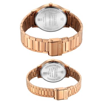 Sonata Pair Quartz Analog Black Dial Stainless Steel Strap Watch for Couple