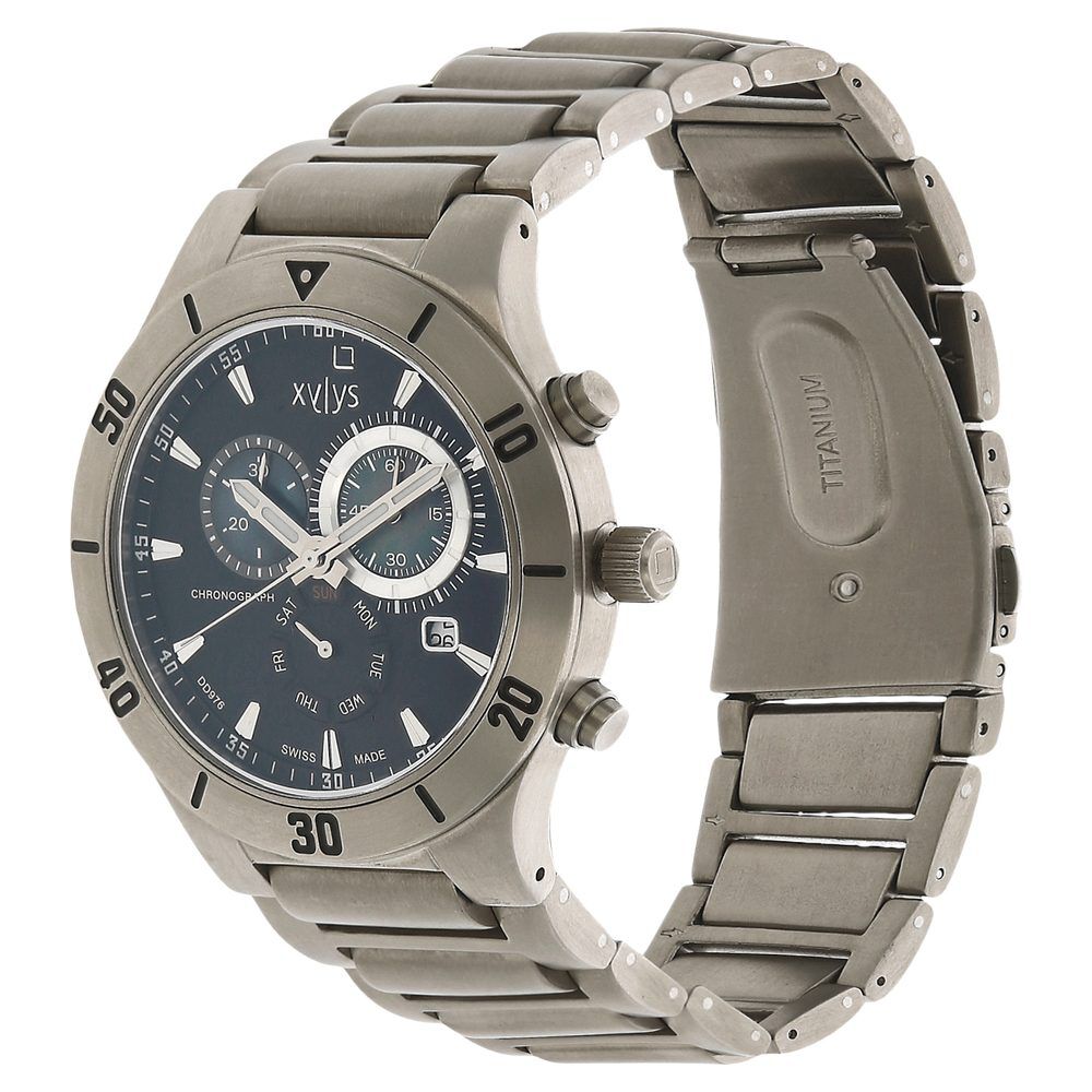 Xylys Quartz Chronograph Black Dial Titanium Strap Watch for Men