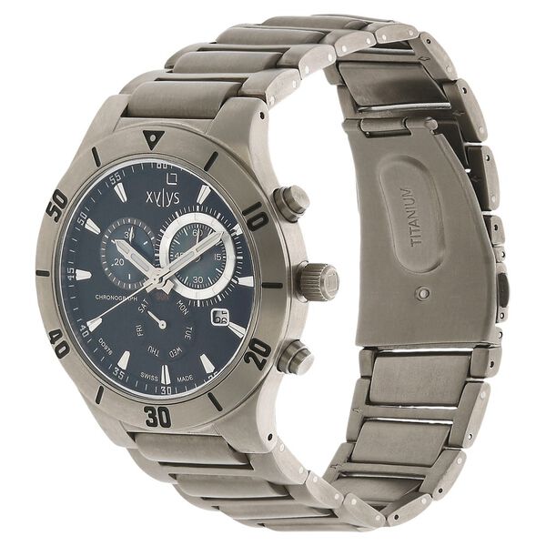 Xylys Swiss Chronograph Silver Titanium Strap and Black Dial Watch For Men - image number 1