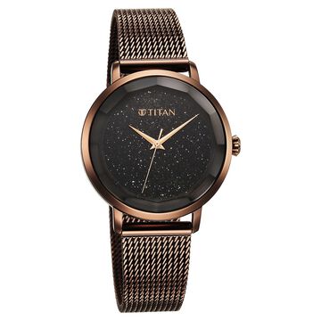 Titan Workwear Quartz Analog Black Dial Stainless Steel Strap Watch for Women