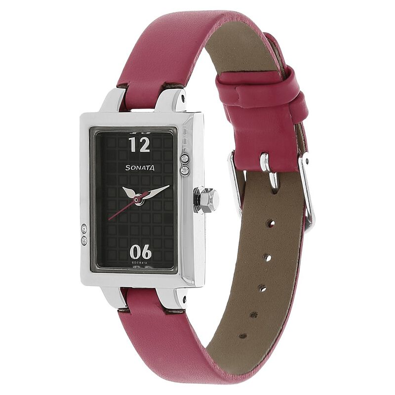 Sonata Quartz Analog Black Dial Leather Strap Watch for Women - image number 1