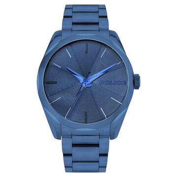 Police Quartz Analog Blue Dial Metal Strap Watch for Men
