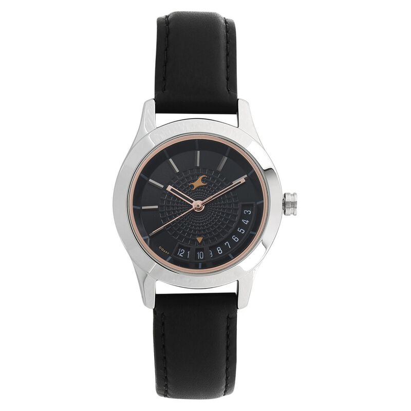 Fastrack All Nighters Quartz Analog Black Dial Leather Strap Watch for Girls