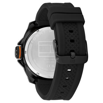 Tommy Hilfiger Quartz Analog with Date Black Dial Black Silicone Strap Watch for Men