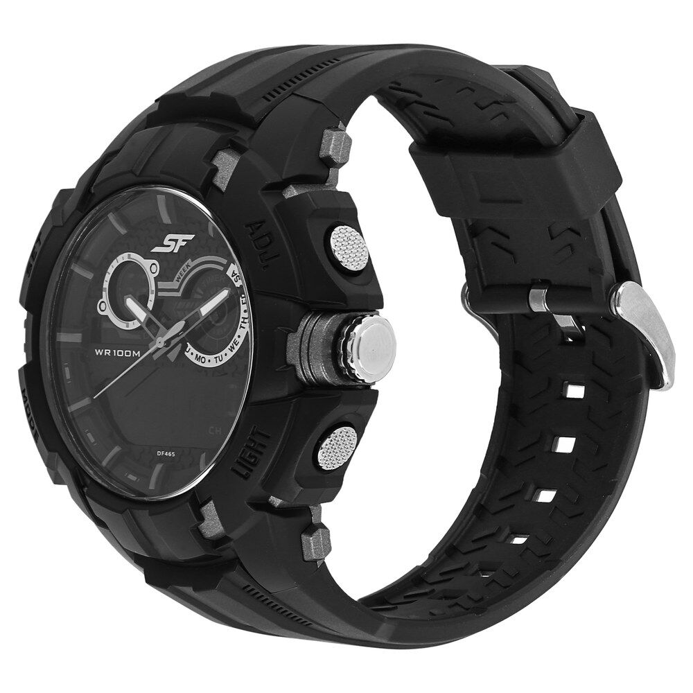 Buy Online SF Quartz Analog Digital Black Dial Plastic Strap Watch for Men np77045pp02 Titan
