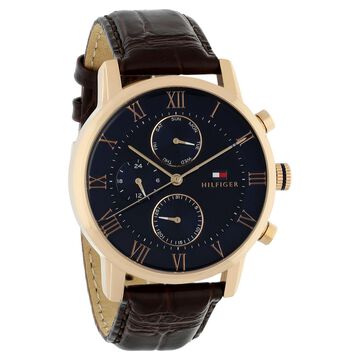 Tommy Hilfiger Quartz Multifunction Blue Dial Leather Strap Watch for Men