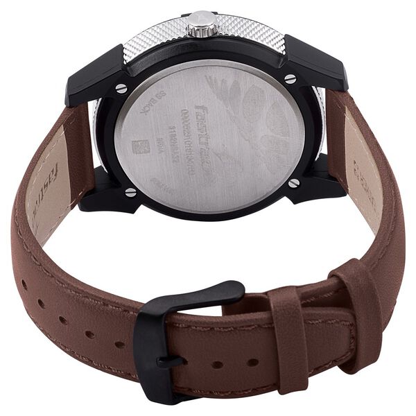 Fastrack Quartz Analog Silver Dial Leather Strap Watch for Guys - image number 4