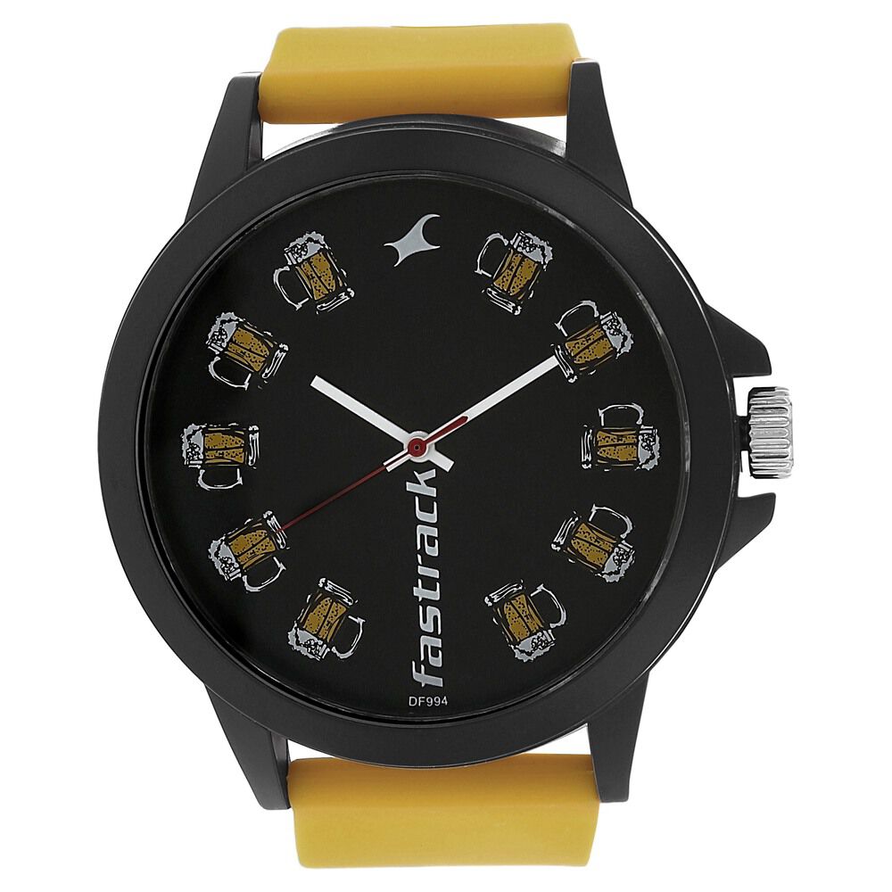Fastrack Quartz Analog Black Dial Silicone Strap Watch for Unisex