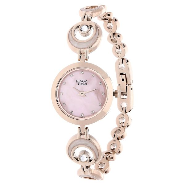 Titan Raga Moonlight Mother of Pearl Dial Women Watch With Metal Strap - image number 1