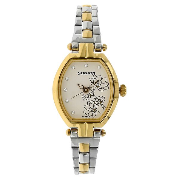 Sonata Quartz Analog Silver Dial Stainless Steel Strap Watch for Women - image number 0