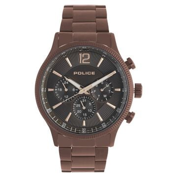 Police Quartz Multifunction Brown Dial Stainless Steel Strap Watch for Men
