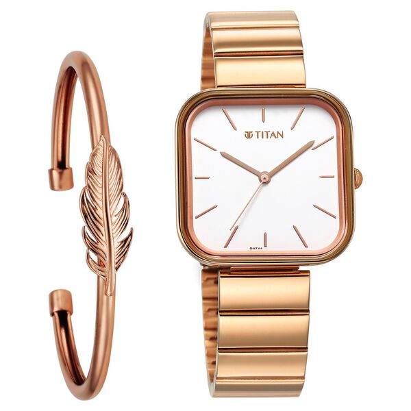 Titan Purple Stackables Quartz Analog White Dial Stainless Steel Strap Watch for Women - image number 0