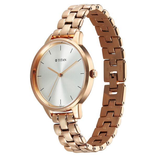 Titan Neo Quartz Analog Grey Dial Rose Gold Metal Strap Watch For Women - image number 2