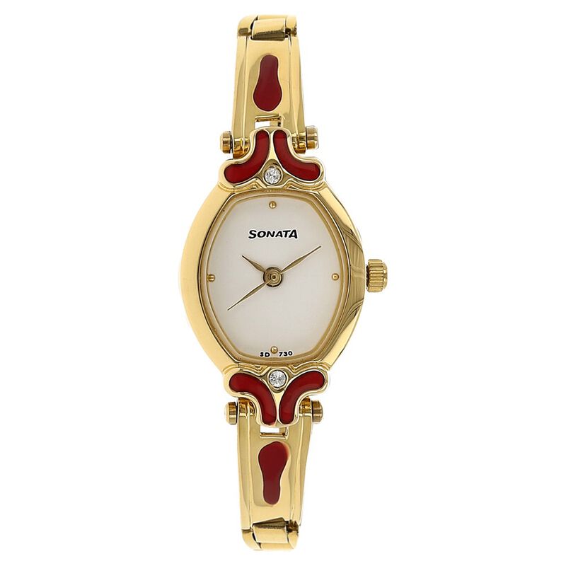 Sonata Quartz Analog White Dial Stainless Steel Strap Watch for Women