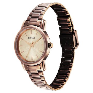 Titan Karishma Quartz Analog Beige Dial Brown Stainless Steel Strap Watch For Women