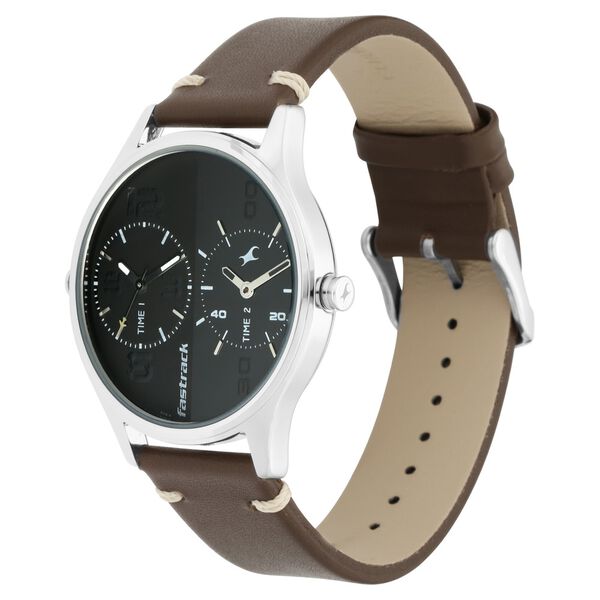 Fastrack Tripster Quartz Analog Bicolour Dial Leather Strap Watch for Guys - image number 2