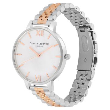 Olivia Burton Quartz Analog Mother of Pearl Dial Stainless Steel Strap Watch for Women