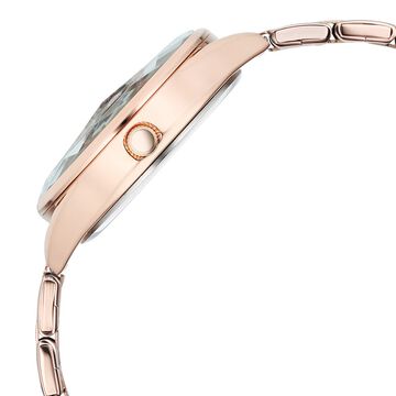Fastrack Vyb Aurora Quartz Analog Purple Dial Rose Gold Color Metal Strap Watch For Girls