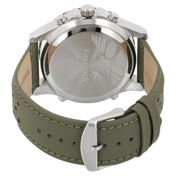Fastrack Quartz Analog Digital Orange Dial Leather Strap Watch for Guys