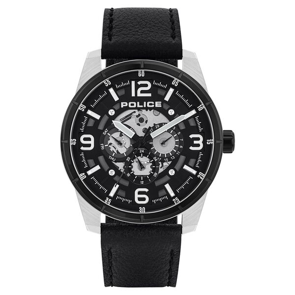 Police Quartz Multifunction Black Dial Leather Strap Watch for Men - image number 0