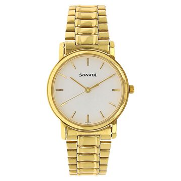 Sonata Quartz Analog White Dial Stainless Steel Strap Watch for Men