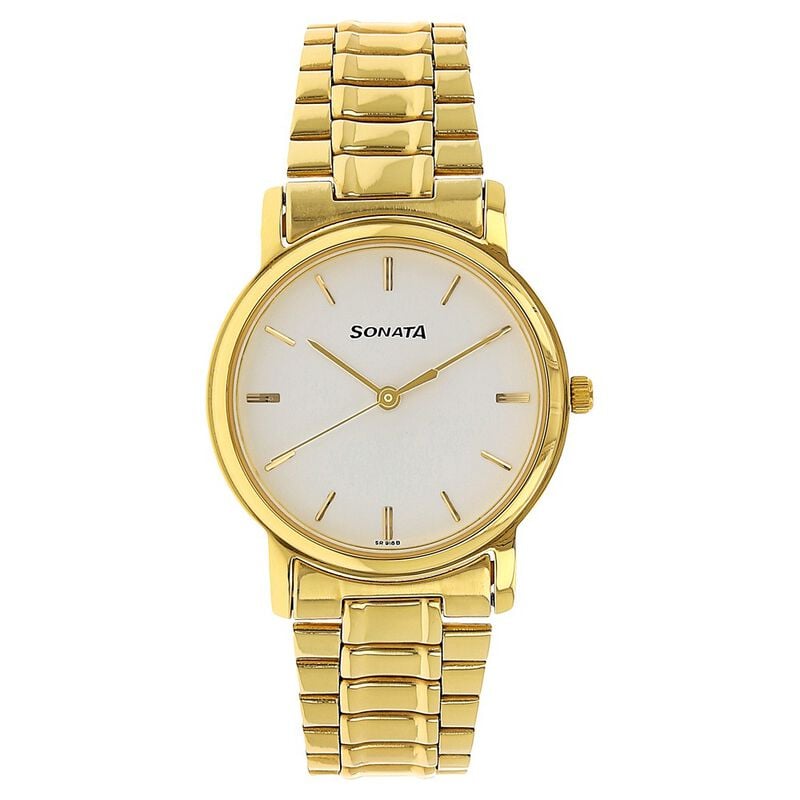 Sonata Quartz Analog White Dial Stainless Steel Strap Watch for Men - image number 0