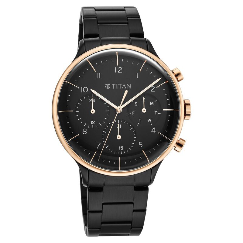 Buy Online Titan Urban Magic Black Dial Analog Stainless Steel