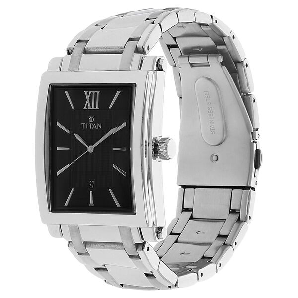 Titan Quartz Analog with Date Black Dial Metal Strap Watch for Men - image number 1