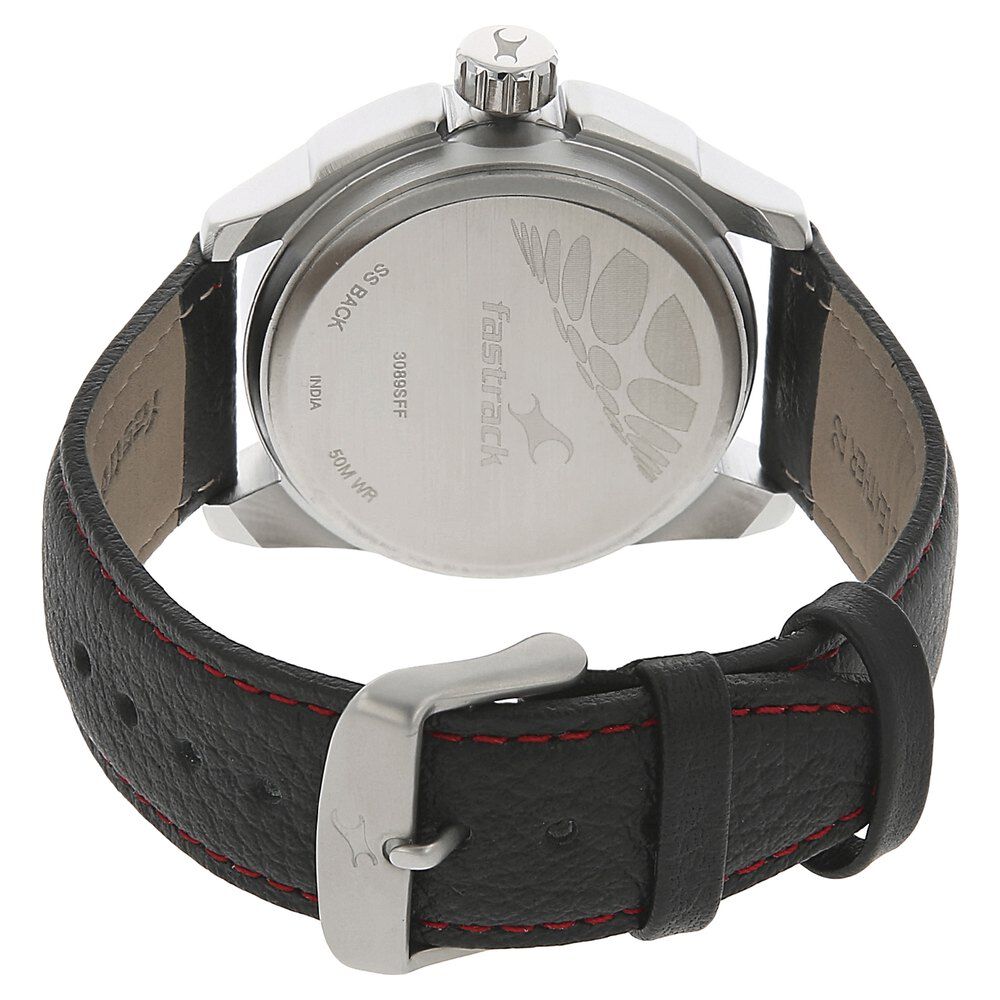 Buy Online Fastrack Quartz Analog Red Dial Leather Strap Watch for Guys nk3089sl10 Titan