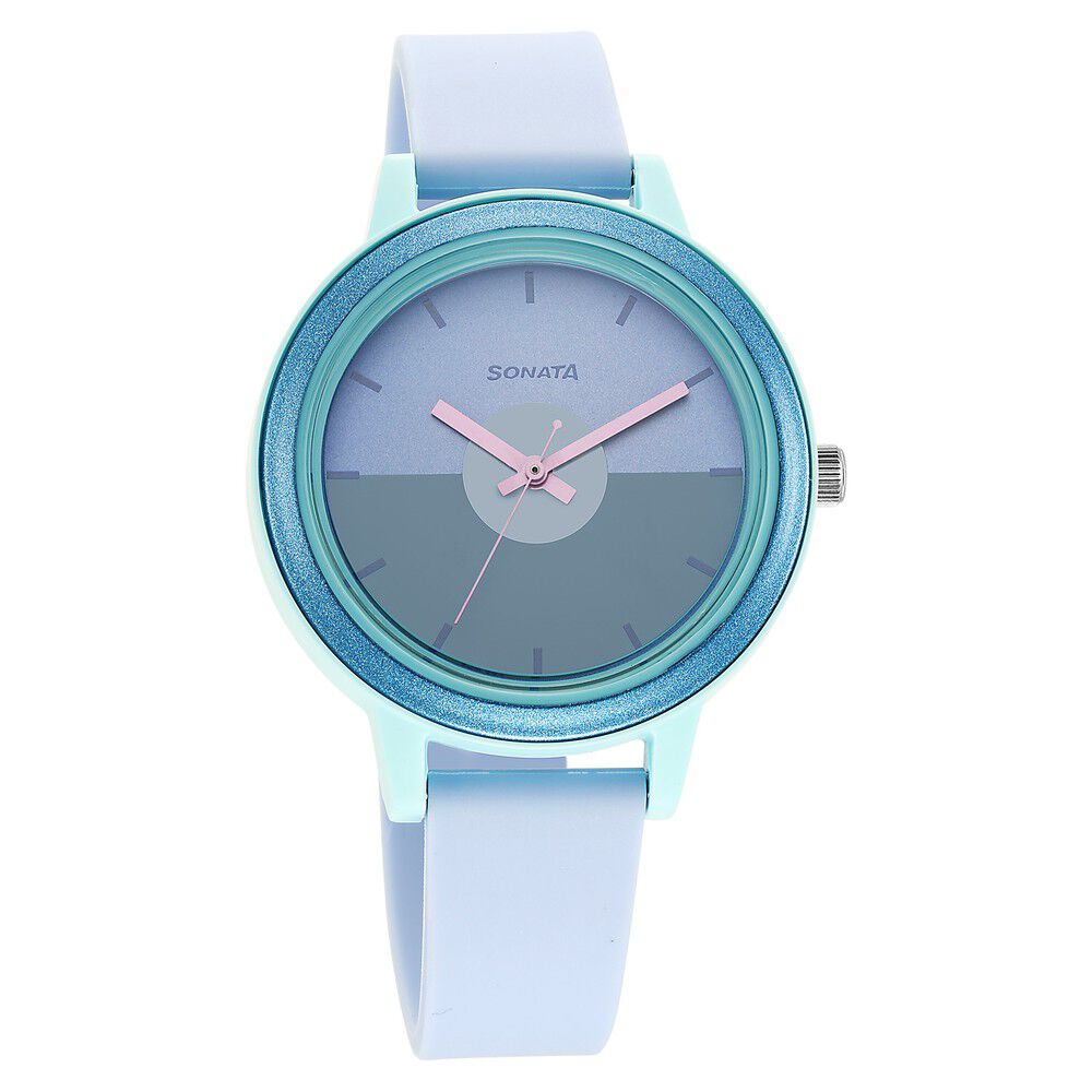 Buy Online Sonata Splash Blue Dial Women Watch With Plastic Strap