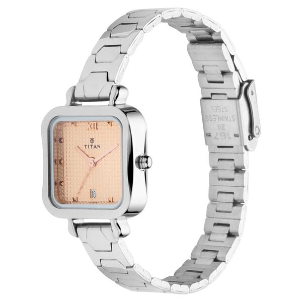 Titan Quartz Analog with Date Pink Dial Metal Strap Watch for Women - image number 1