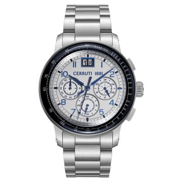 Cerruti 1881 Quartz Multifunction White Dial Silver Colour Stainless Steel Strap Watch For Men