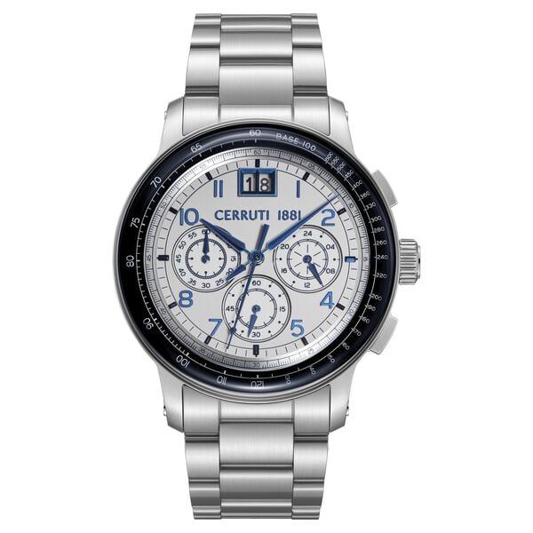 Cerruti 1881 Quartz Multifunction White Dial Silver Colour Stainless Steel Strap Watch For Men - image number 0