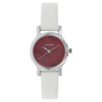 Sonata Quartz Analog Pink Dial Leather Strap Watch for Women