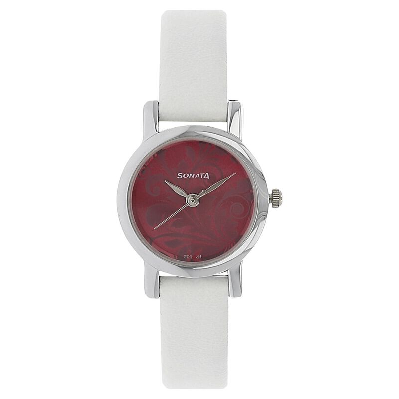 Sonata Quartz Analog Pink Dial Leather Strap Watch for Women