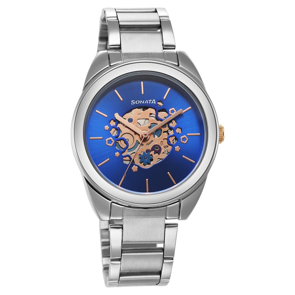 Buy Online Sonata Silver Lining Black Dial Women Watch With