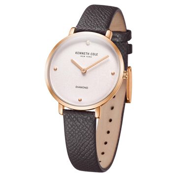 Kenneth Cole Quartz Analog Silver Dial Leather Strap Watch for Women