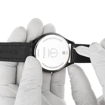 20 mm Black Genuine Leather Straps for Men