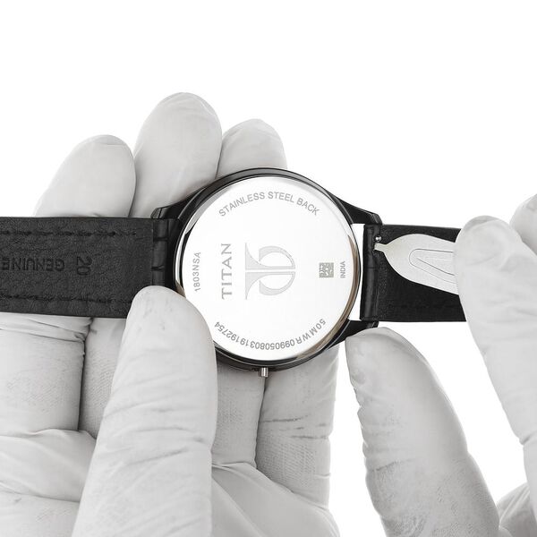 20 mm Black Genuine Leather Straps for Men - image number 5