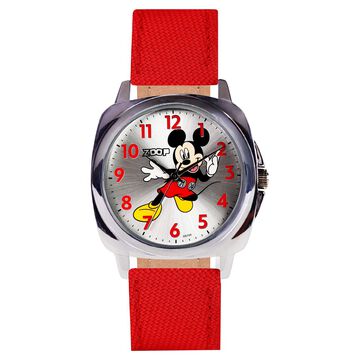 Zoop Disney Mickey Mouse Analog Watch with Silver Dial & Red Strap for Boys Kids, from House of Titan
