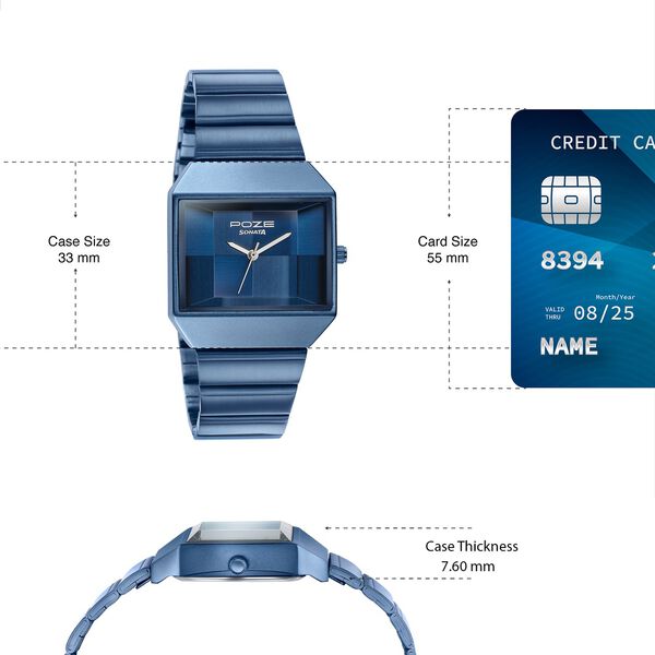 Poze By Sonata Quartz Analog Blue Dial Blue Stainless Steel Strap Watch - image number 3