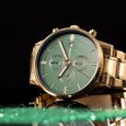 Sonata Quartz Multifunction Green Dial Golden Stainless Steel Strap Watch For Men - image number 0