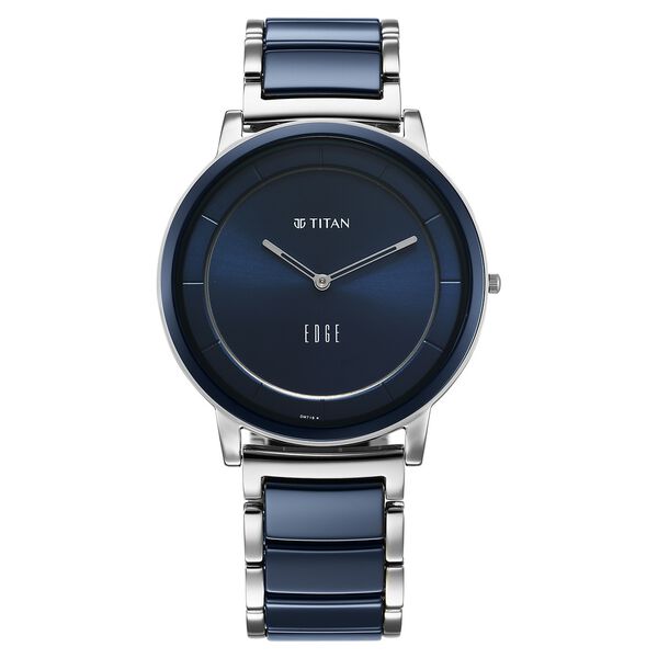Titan Edge Fusion Quartz Analog Blue Dial Blue Steel & Ceramic Strap Watch for Men - image number 0